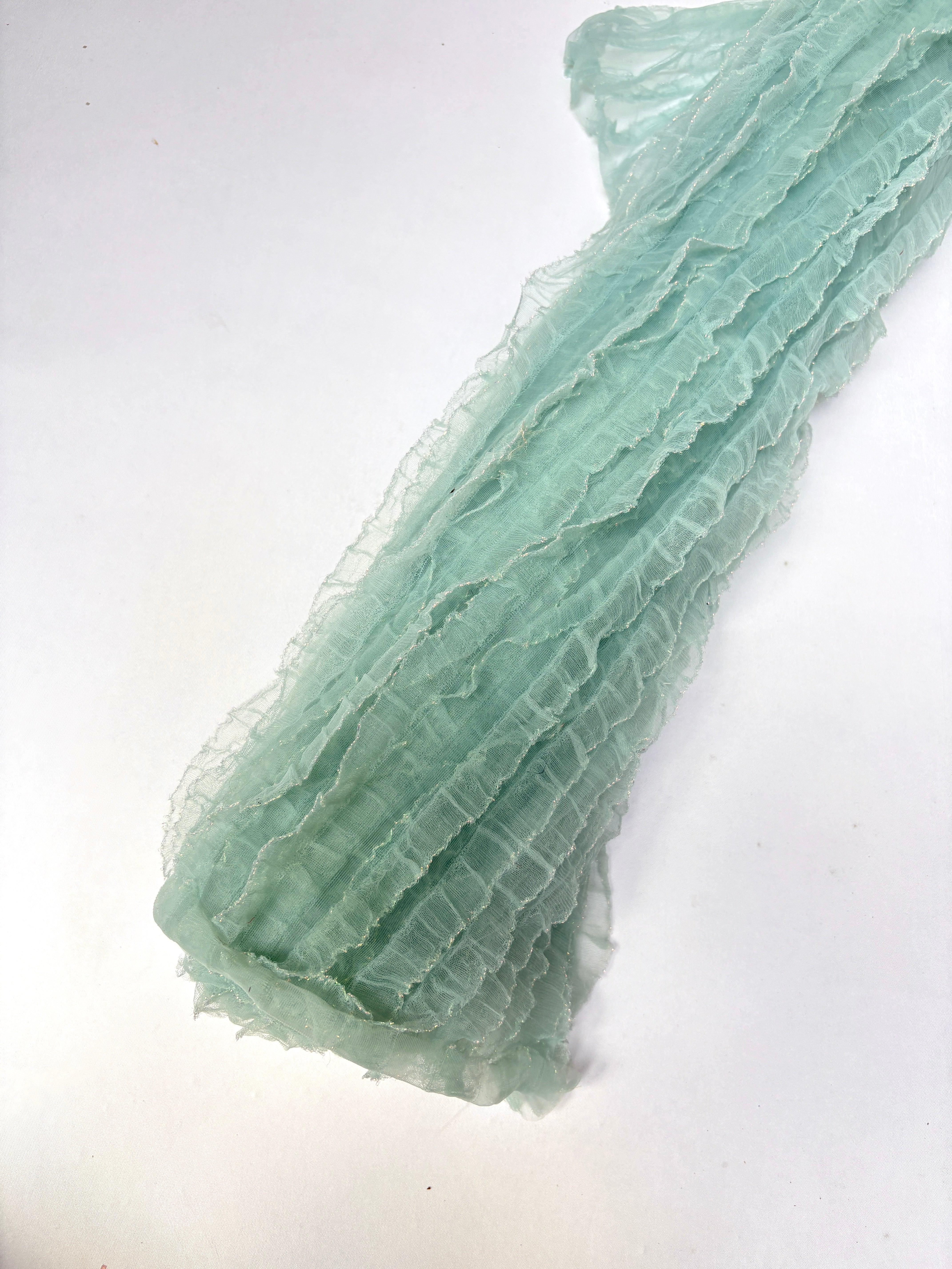 Fabric, Flounce Mesh, Translucent, Baby Blue, End of Roll – Renee Materials