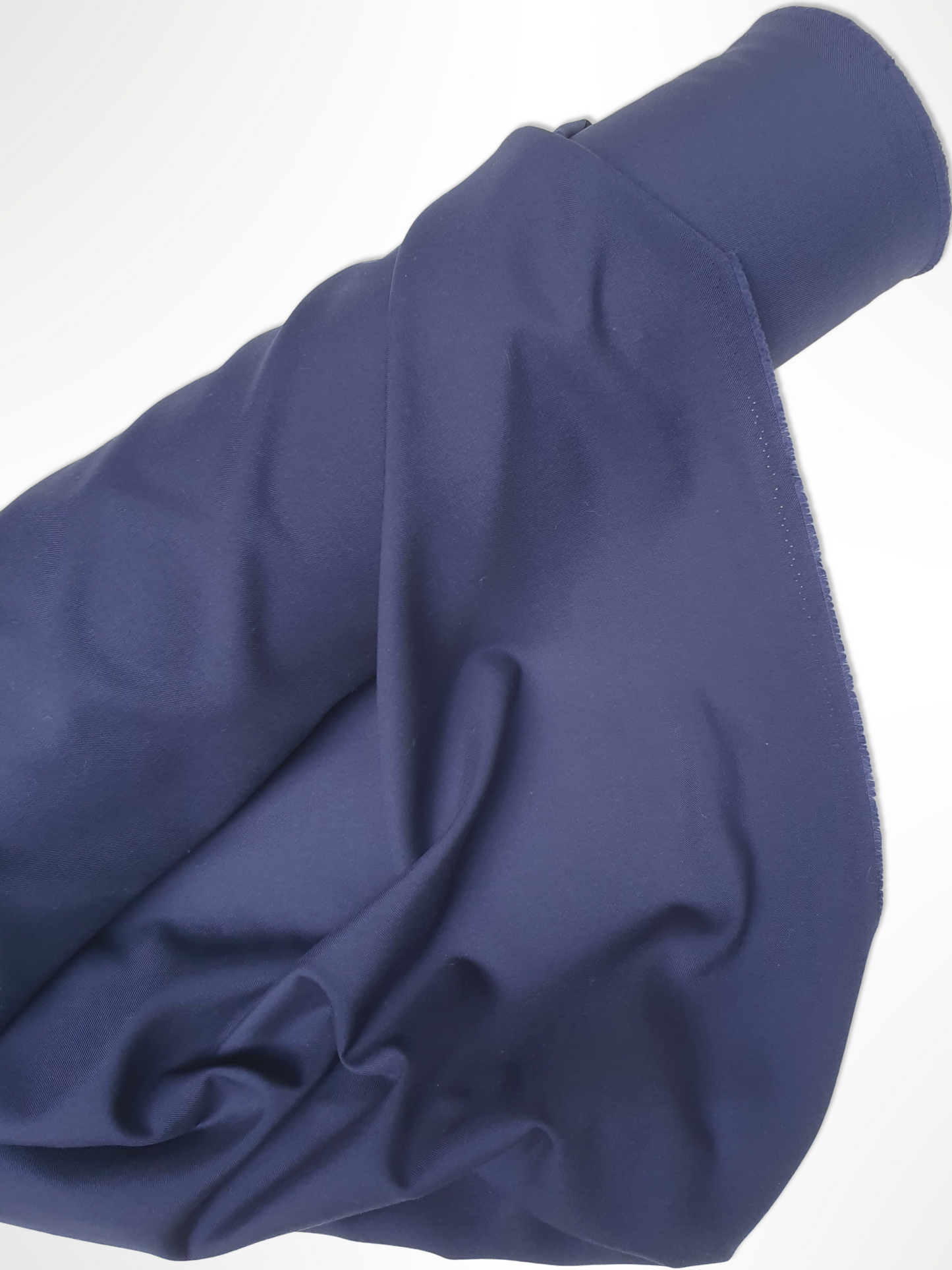 Wool suiting twill fabric in navy, shiny texture visible 