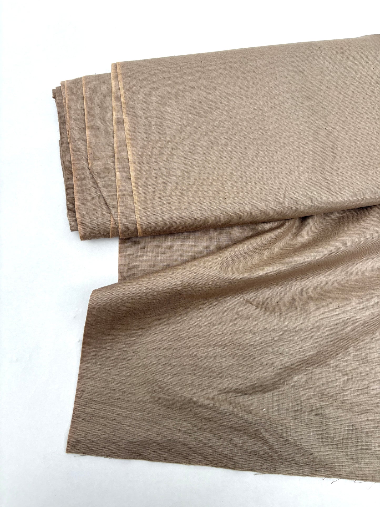 Folded waxy finishing natural fibre taffeta fabric in dark khaki
