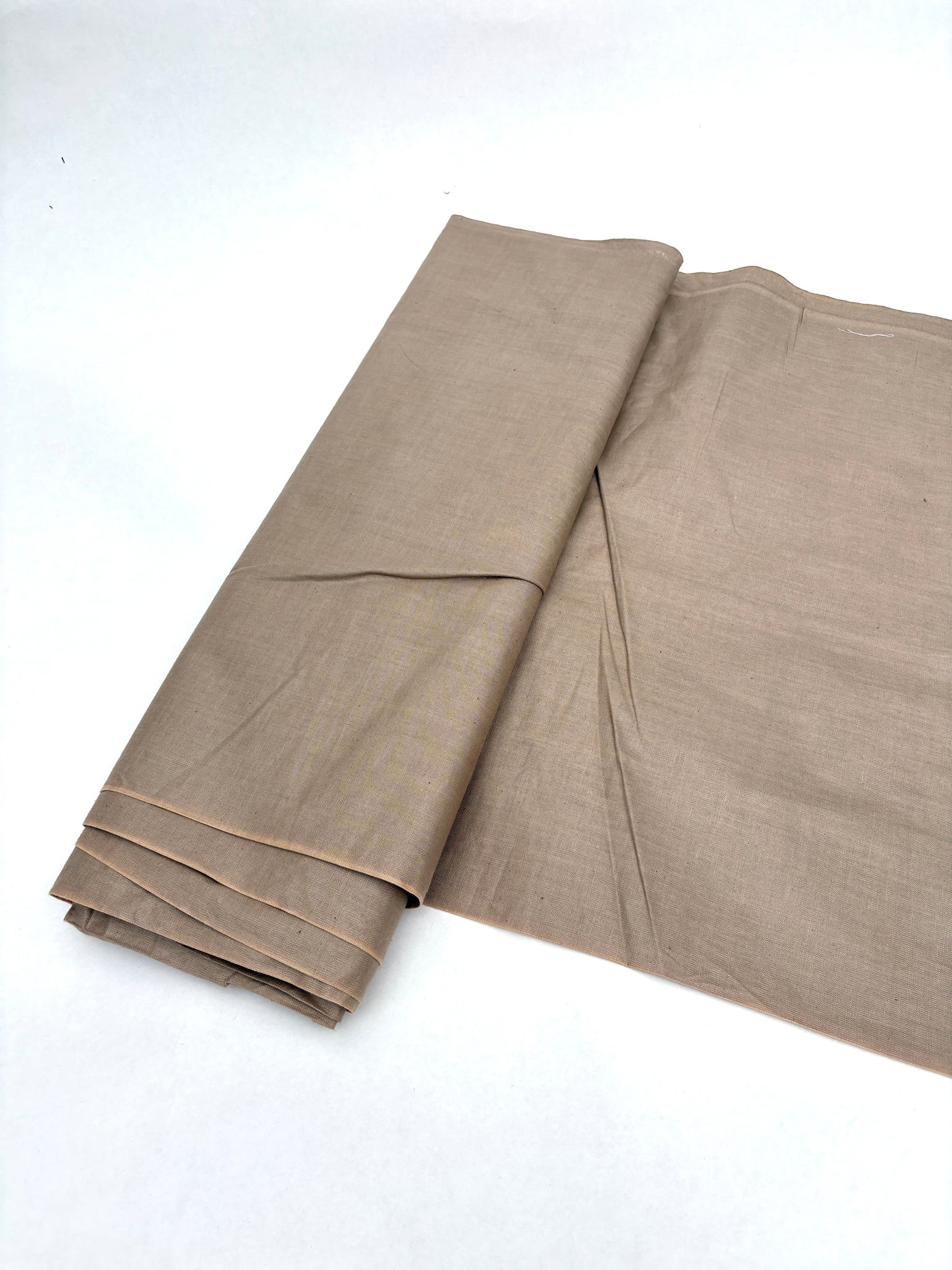 Folded waxy finishing natural fibre taffeta fabric in dark khaki