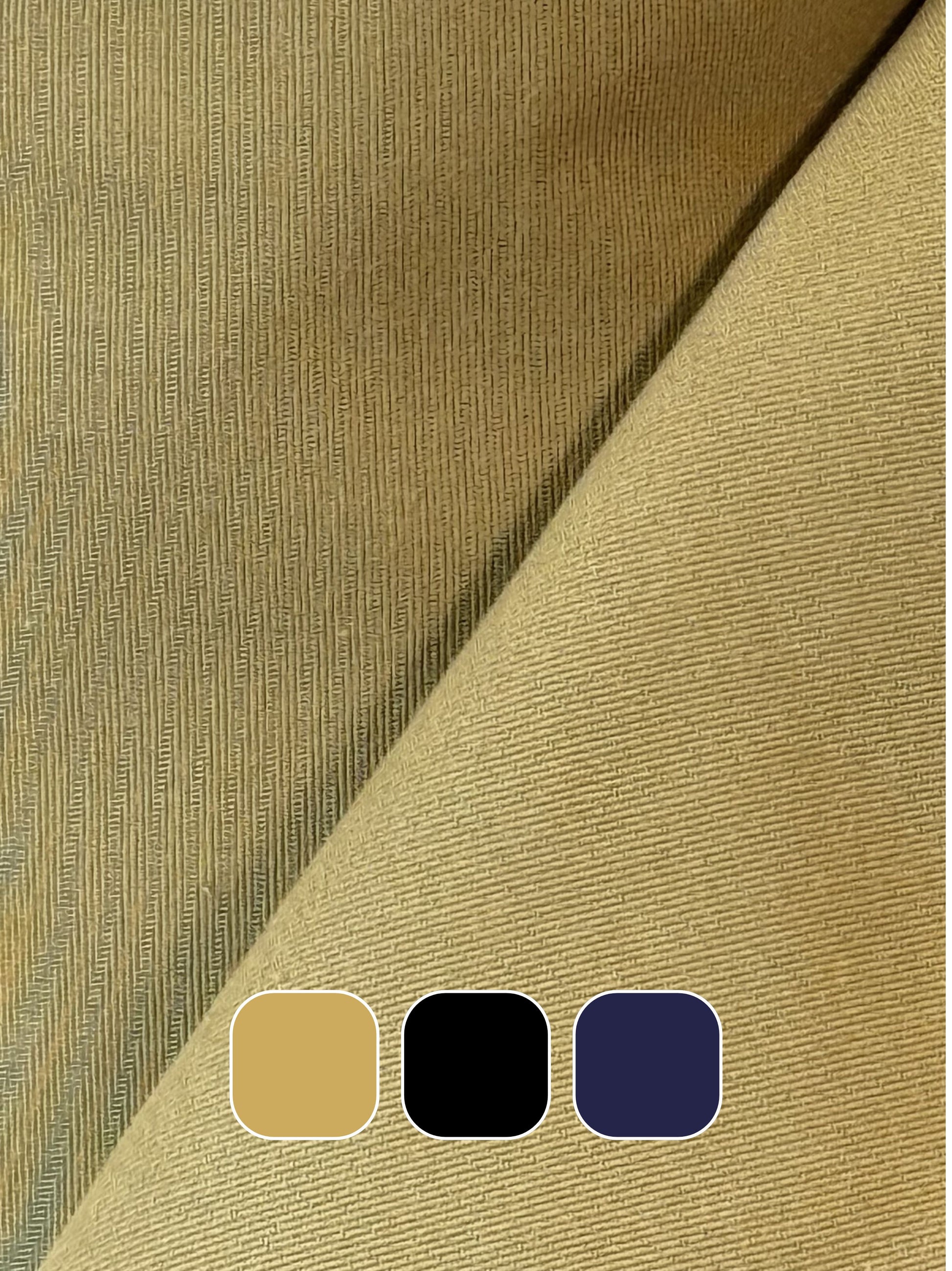 Organic cotton blended with recycled nylon fabric with colour swatches below