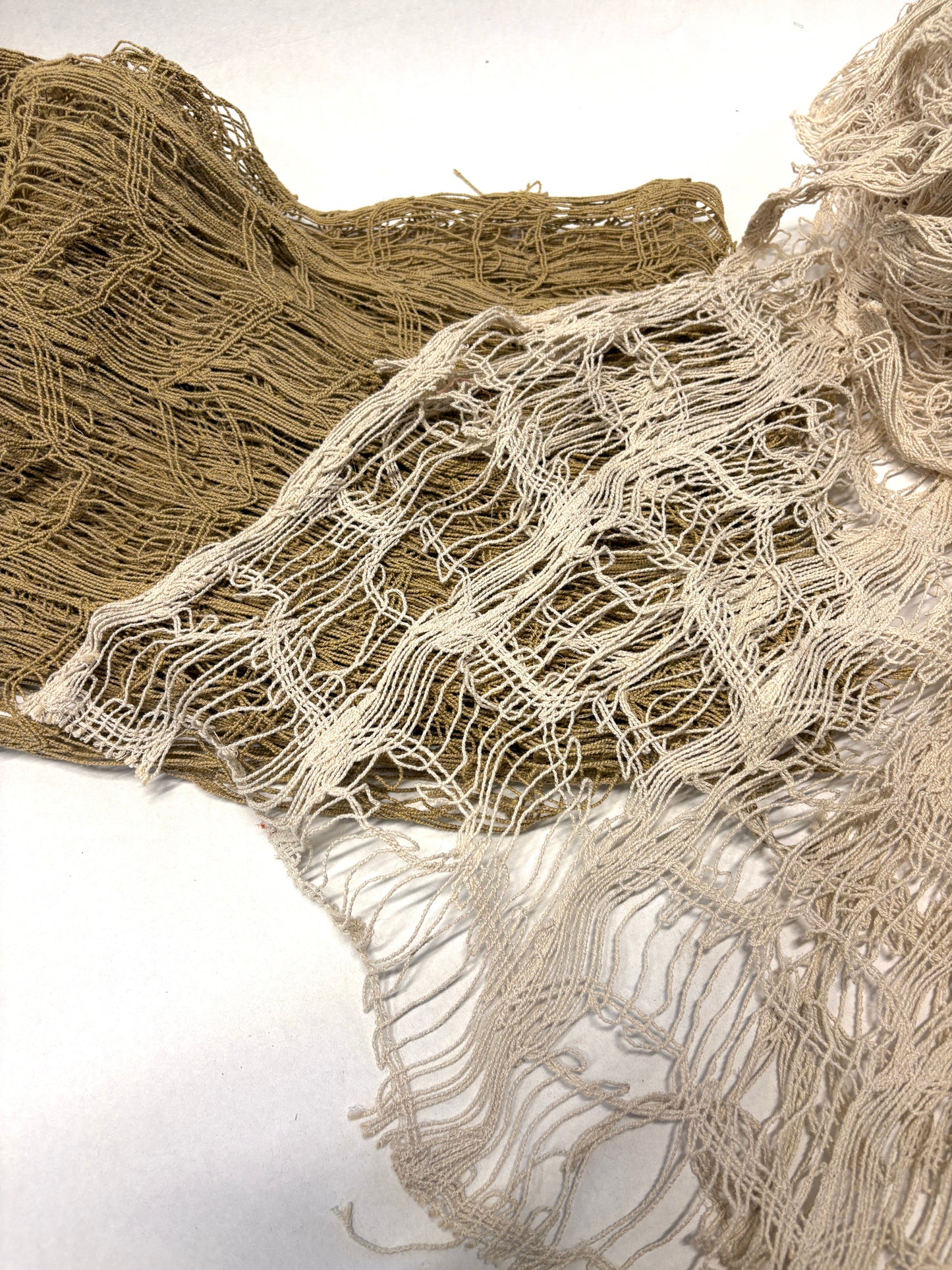 Close-up of jute sheer fabric in beige and brown 