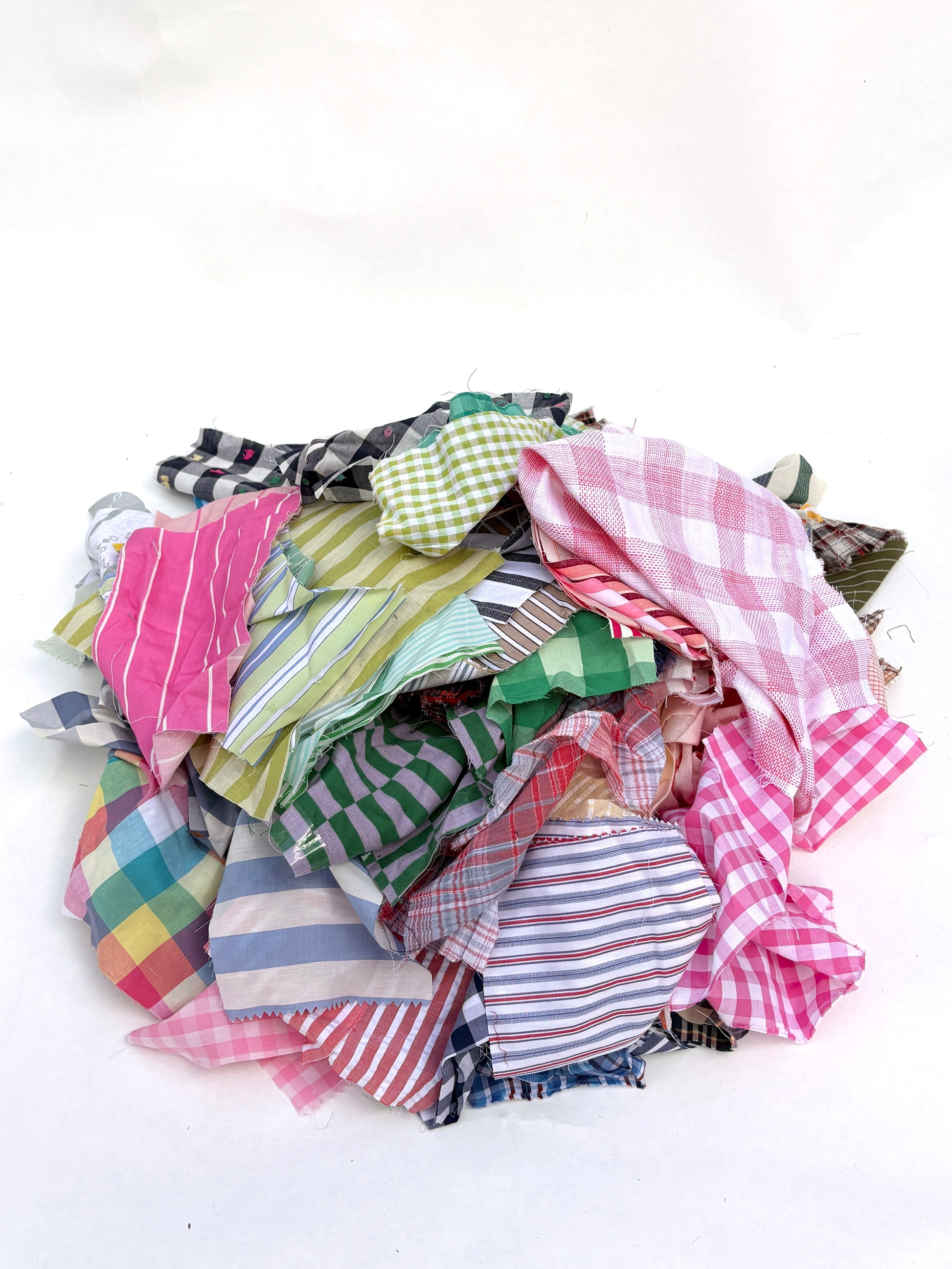 Stack of colourful patterned light-weighted fabric swatches