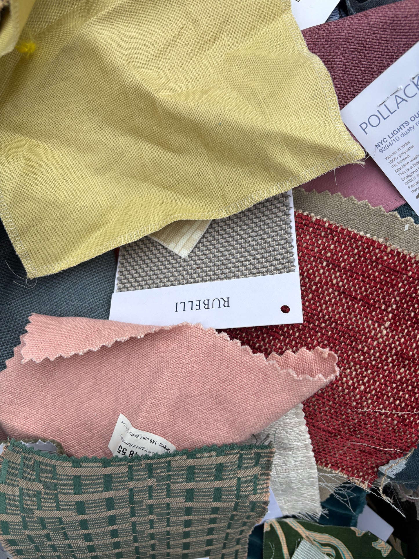 Collection of fabric swatches with various textures 