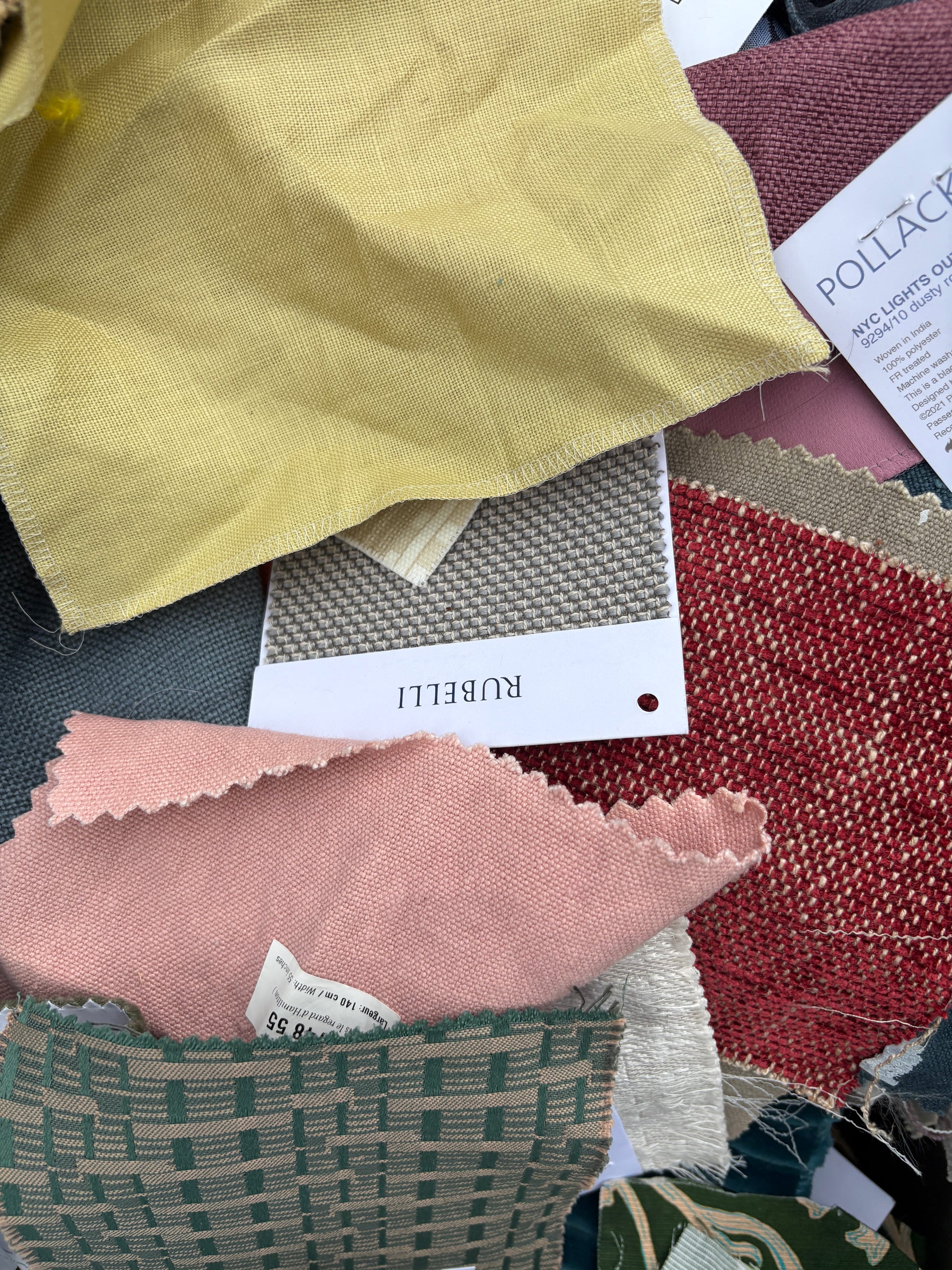 Collection of fabric swatches with various textures 