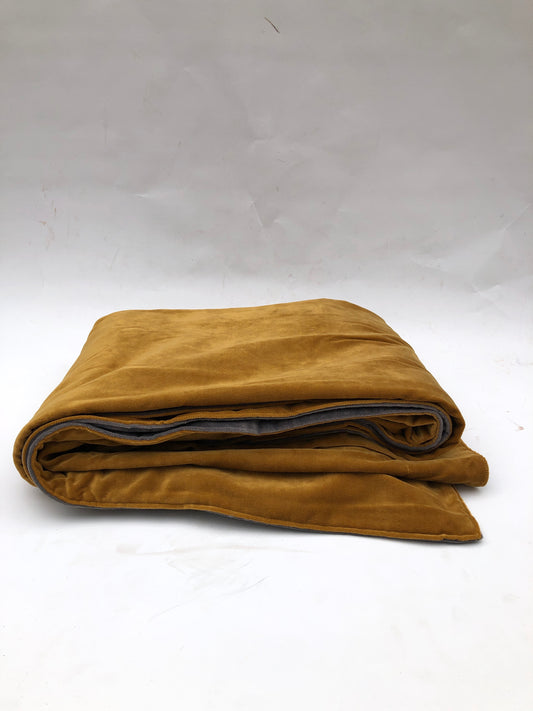 Velvet blanket fabric, reversible in yellow and grey