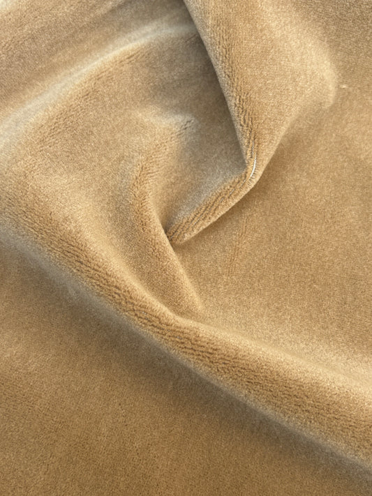 Dark camel velvet fabric roll with soft texture 