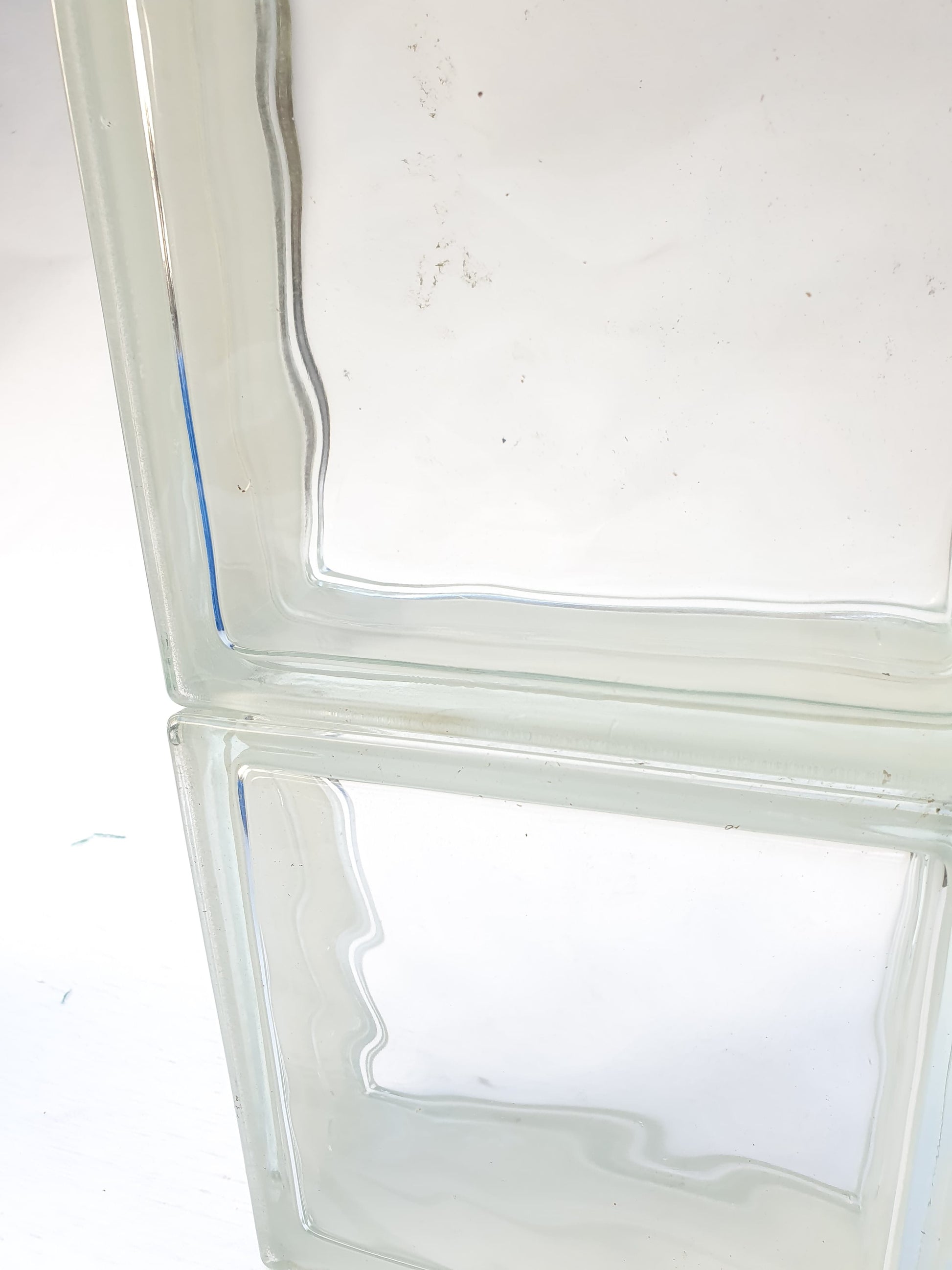 Close-up of transparent glass brick blocks