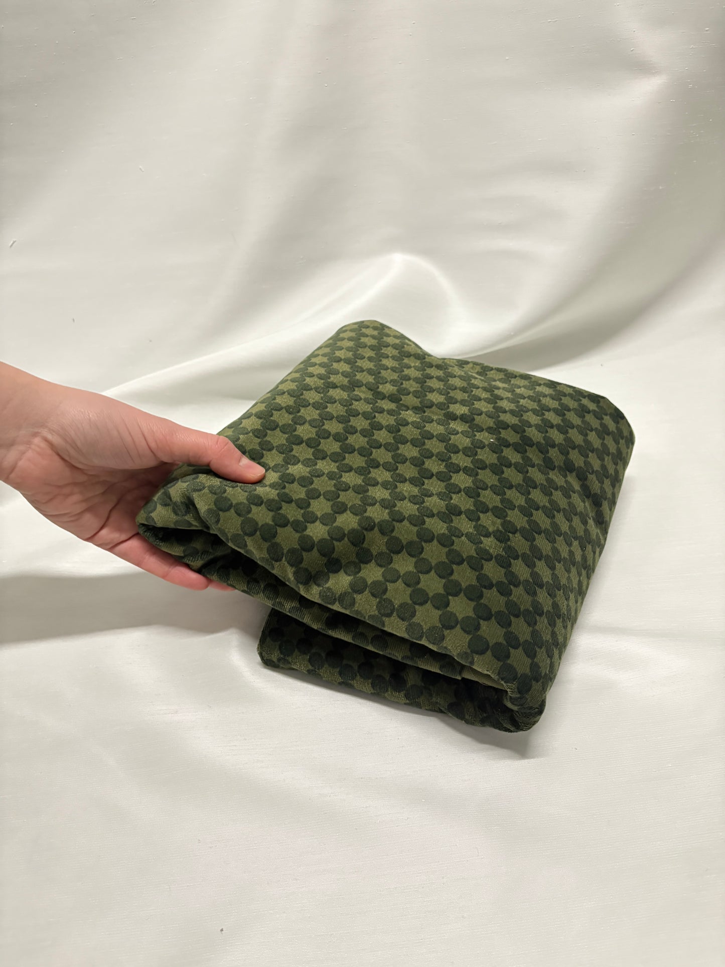 Green dot velvet fabric with shiny 