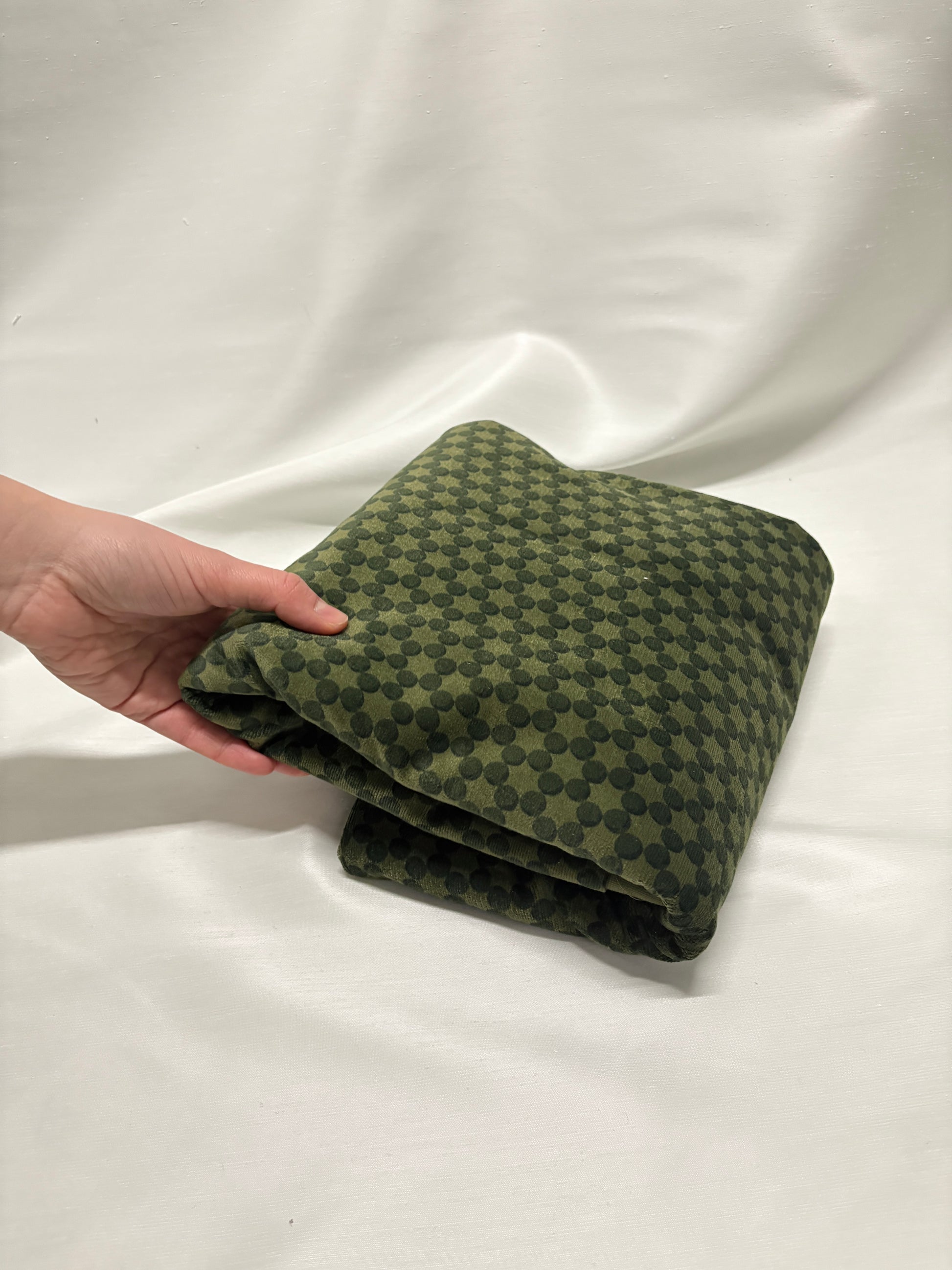 Green dot velvet fabric with shiny 