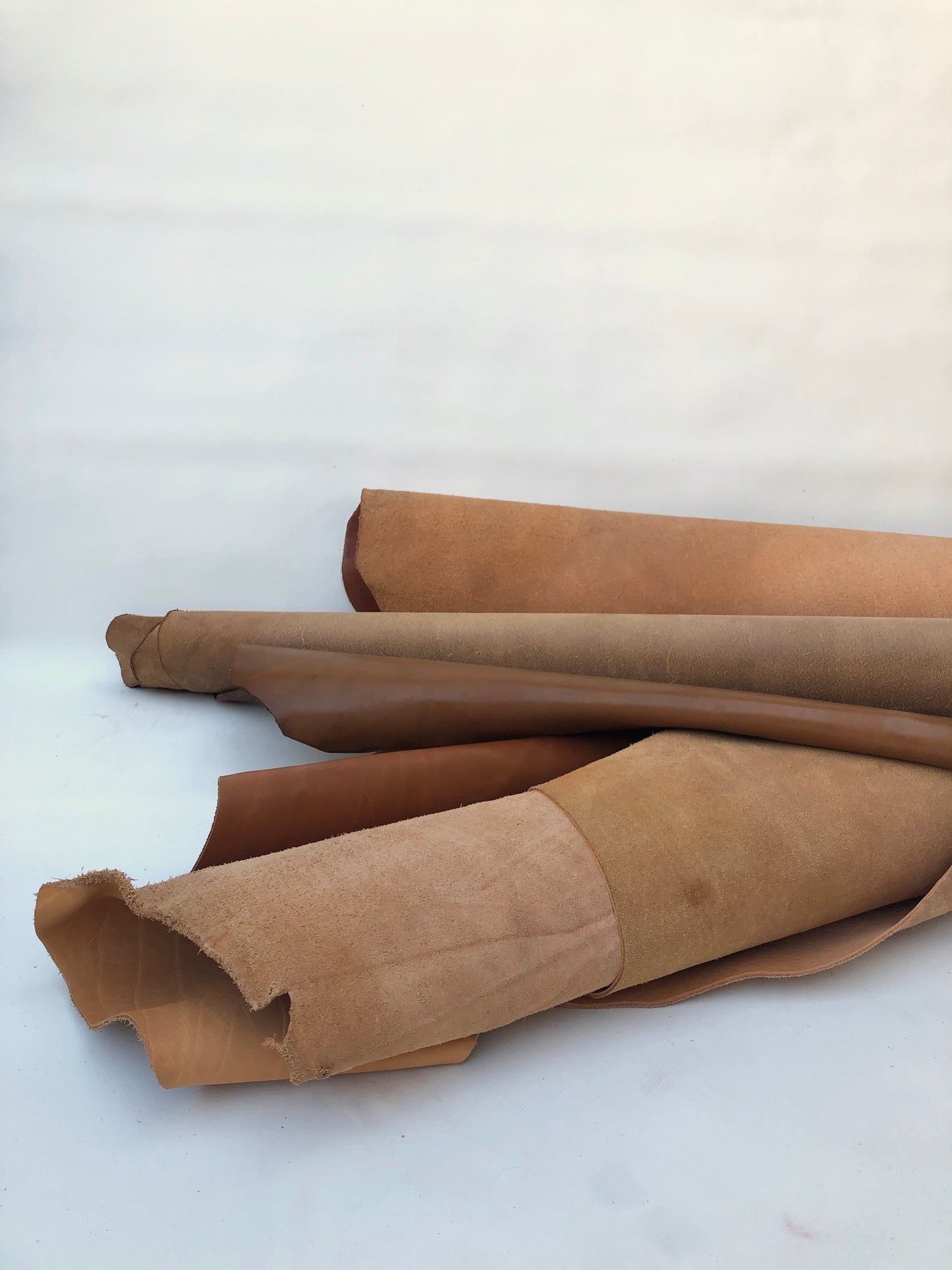 Close-up of brown rolled leather