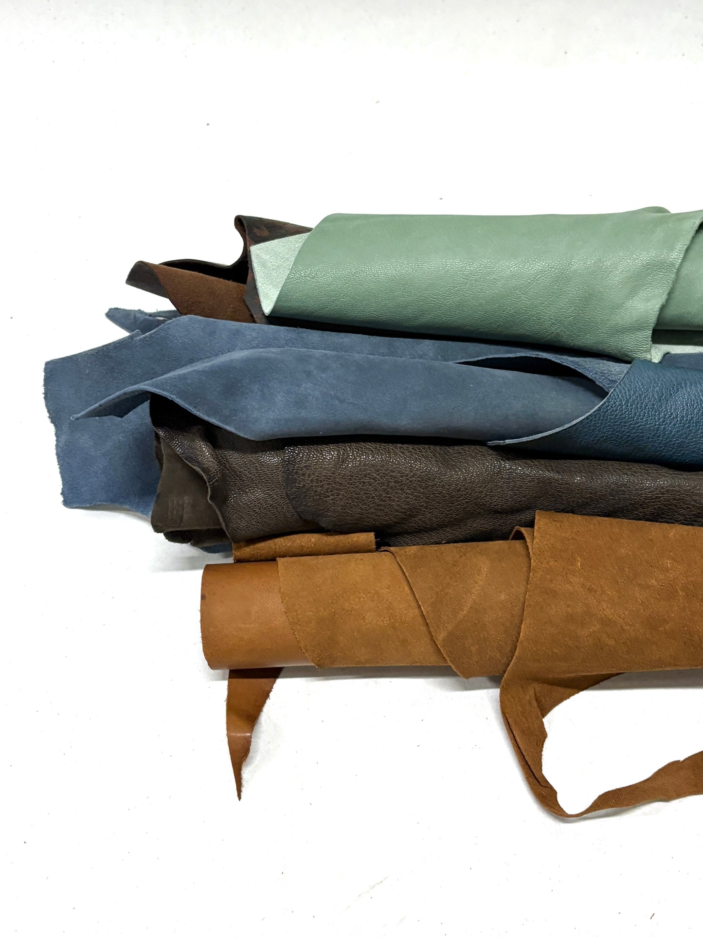 Collection of various coloured leather rolls