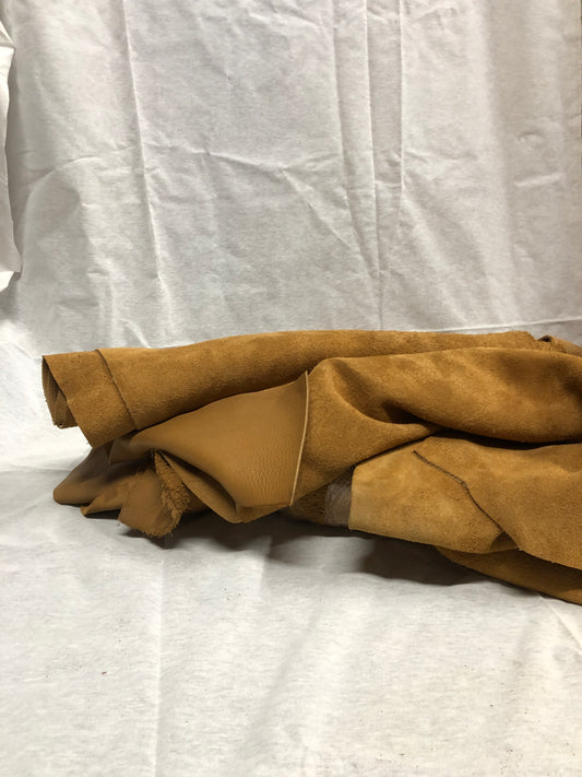 Rolled brown leather with soft texture 