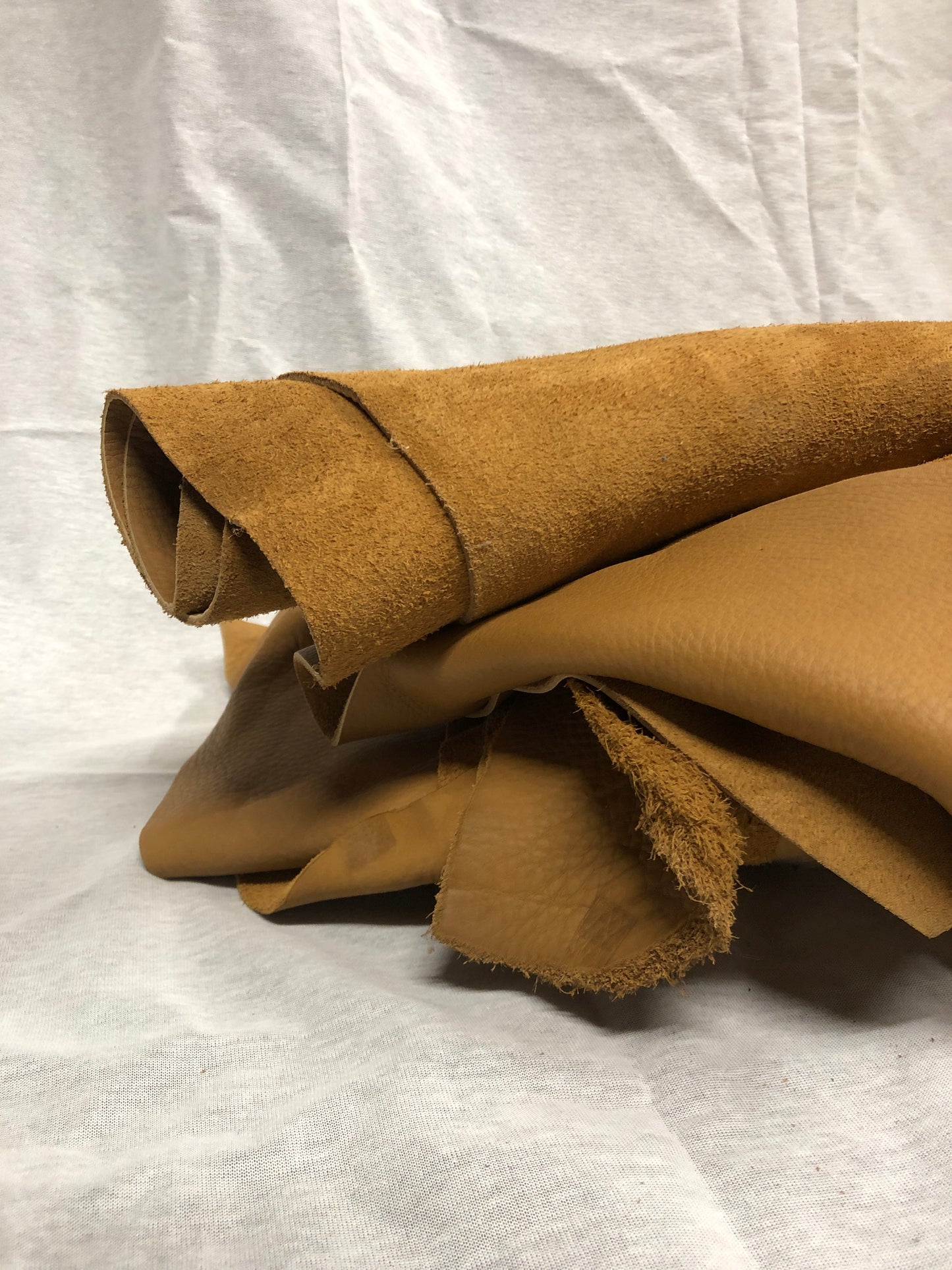 Rolled brown leather with soft texture 