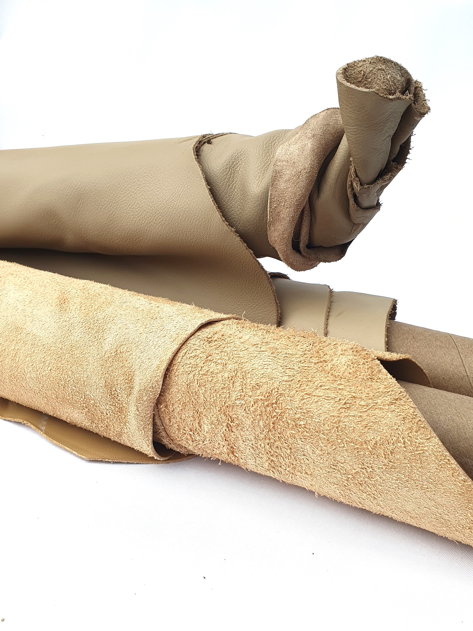 Three cowhide camel rolled leather 