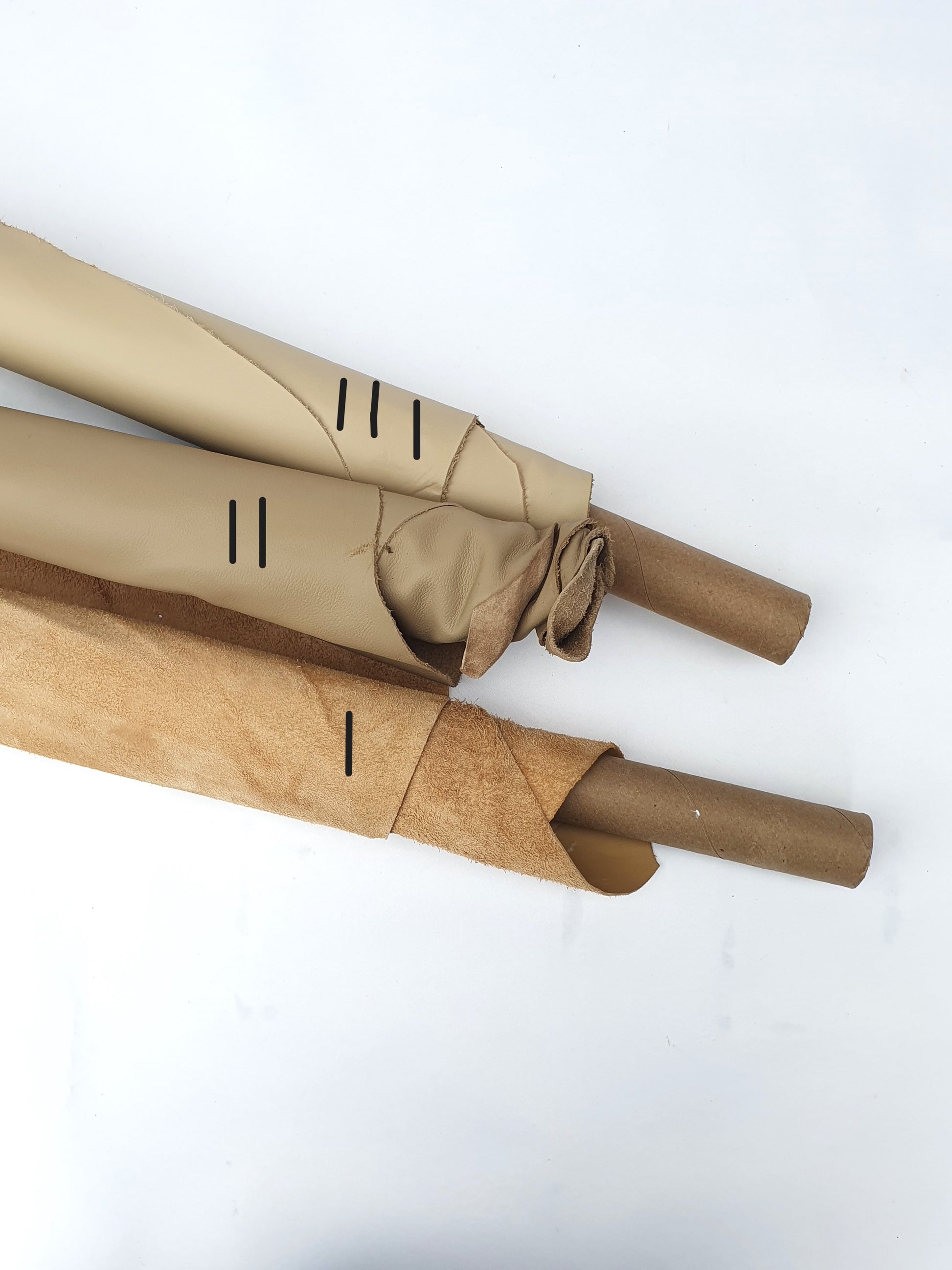 Three cowhide camel rolled leather 