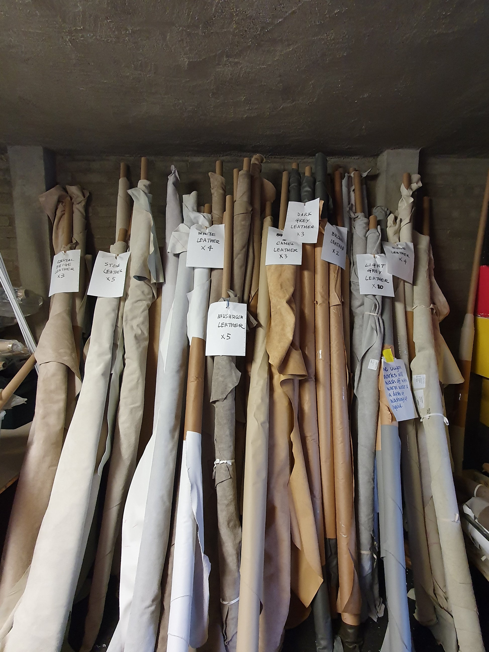 Collection of various coloured rolled  leather 
