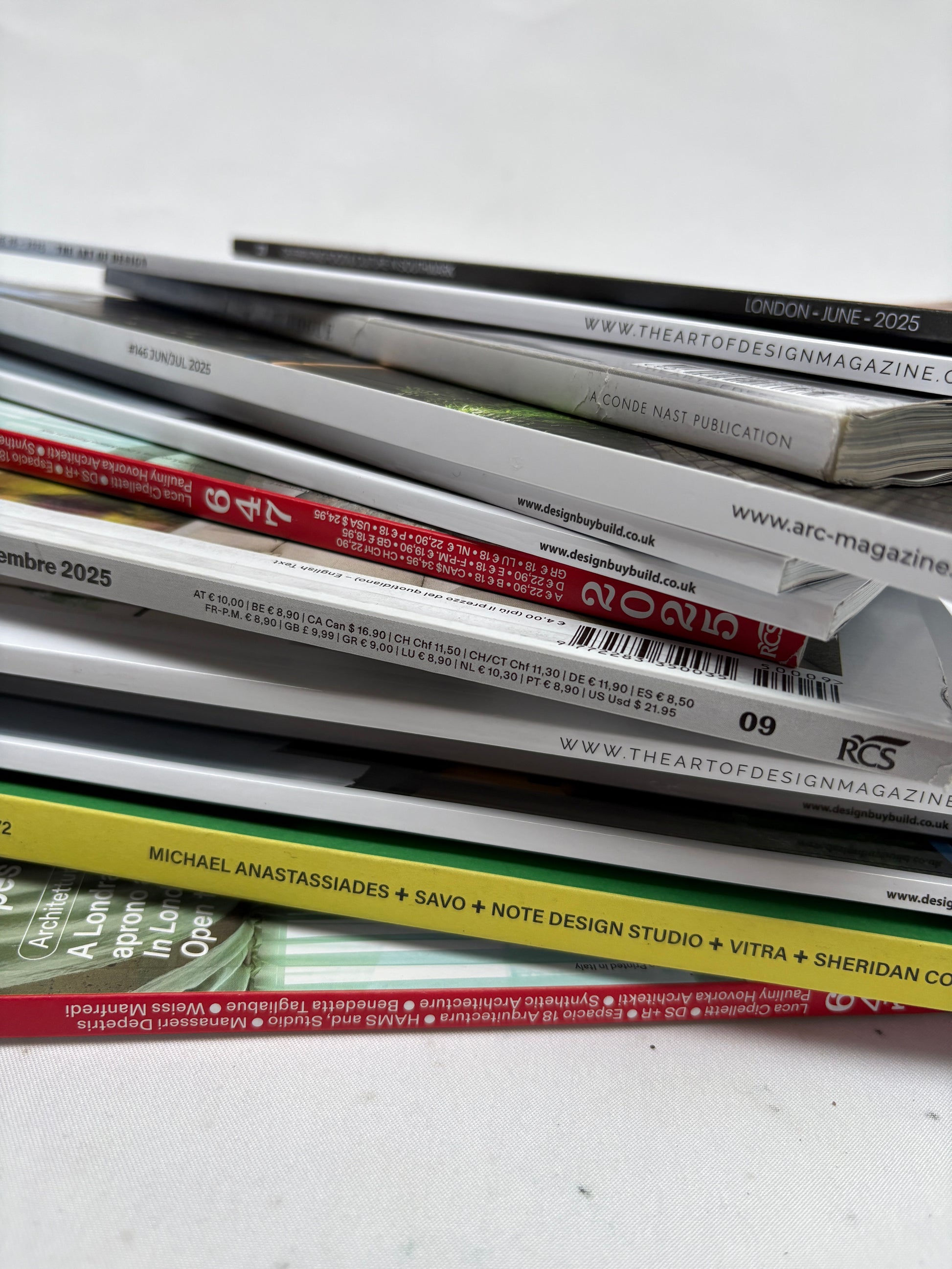 Close-up of a stack of magazines 