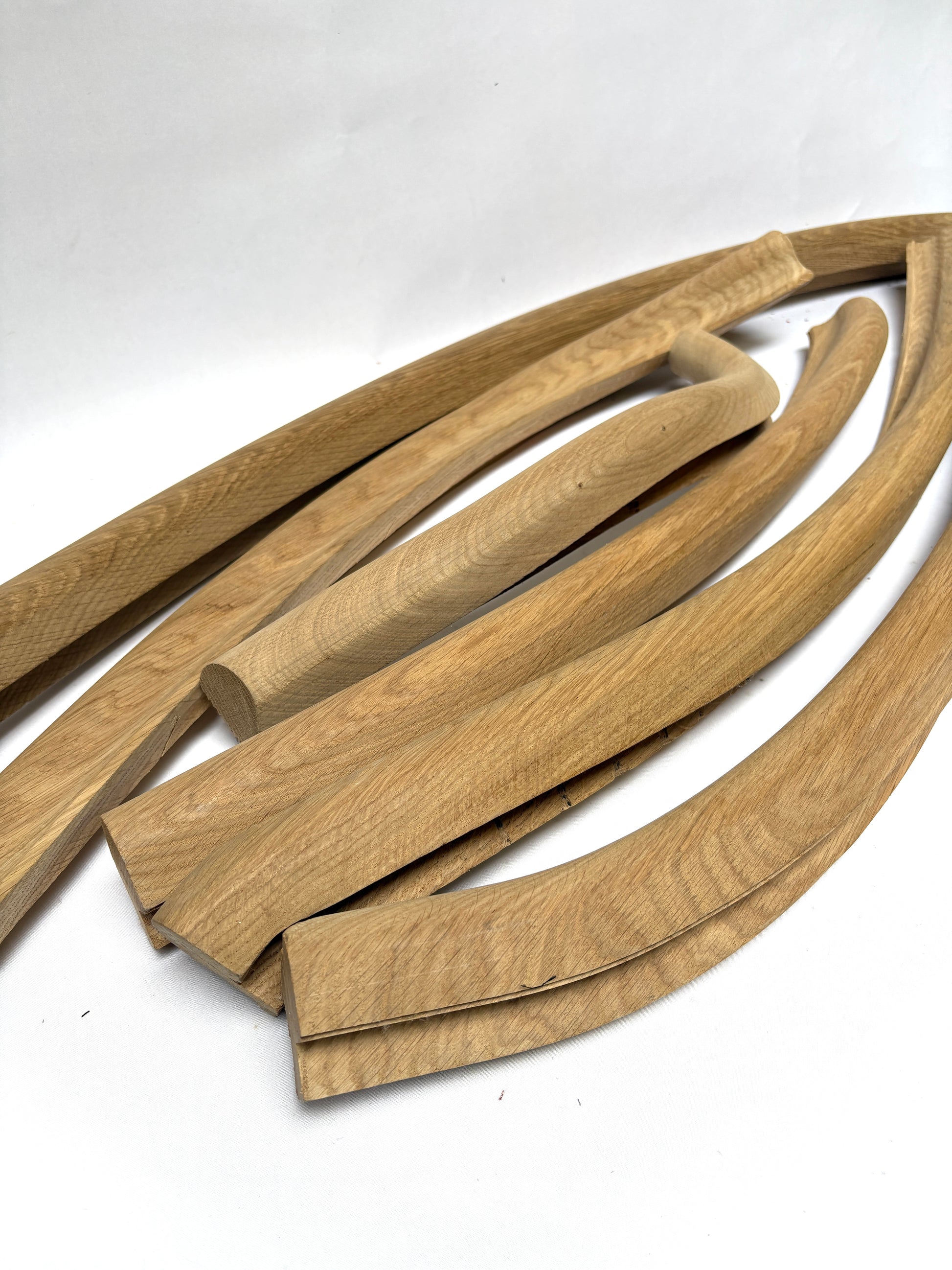 Collection of oak volute wooden pieces 