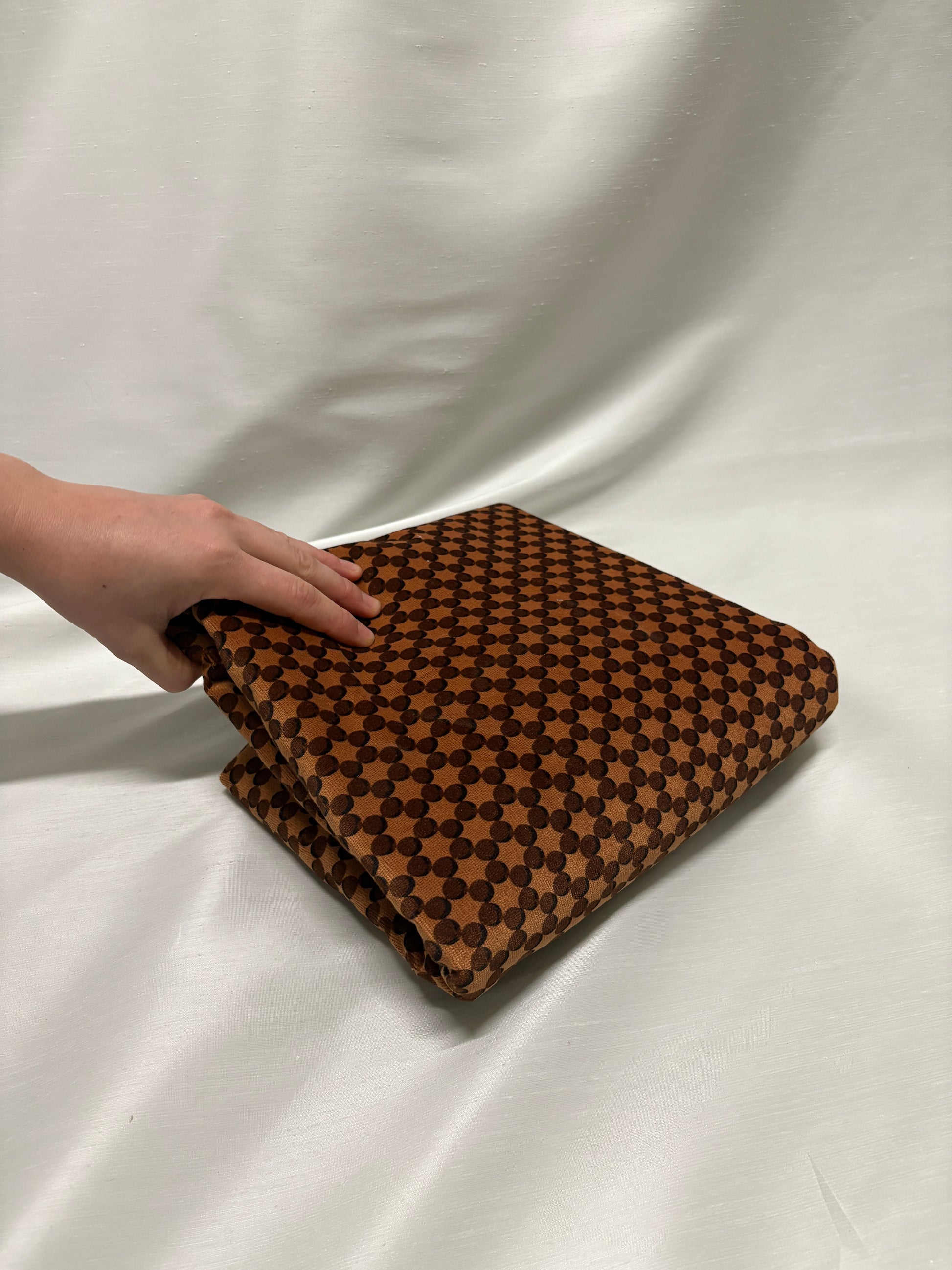 Orange dot patterned velvet fabric