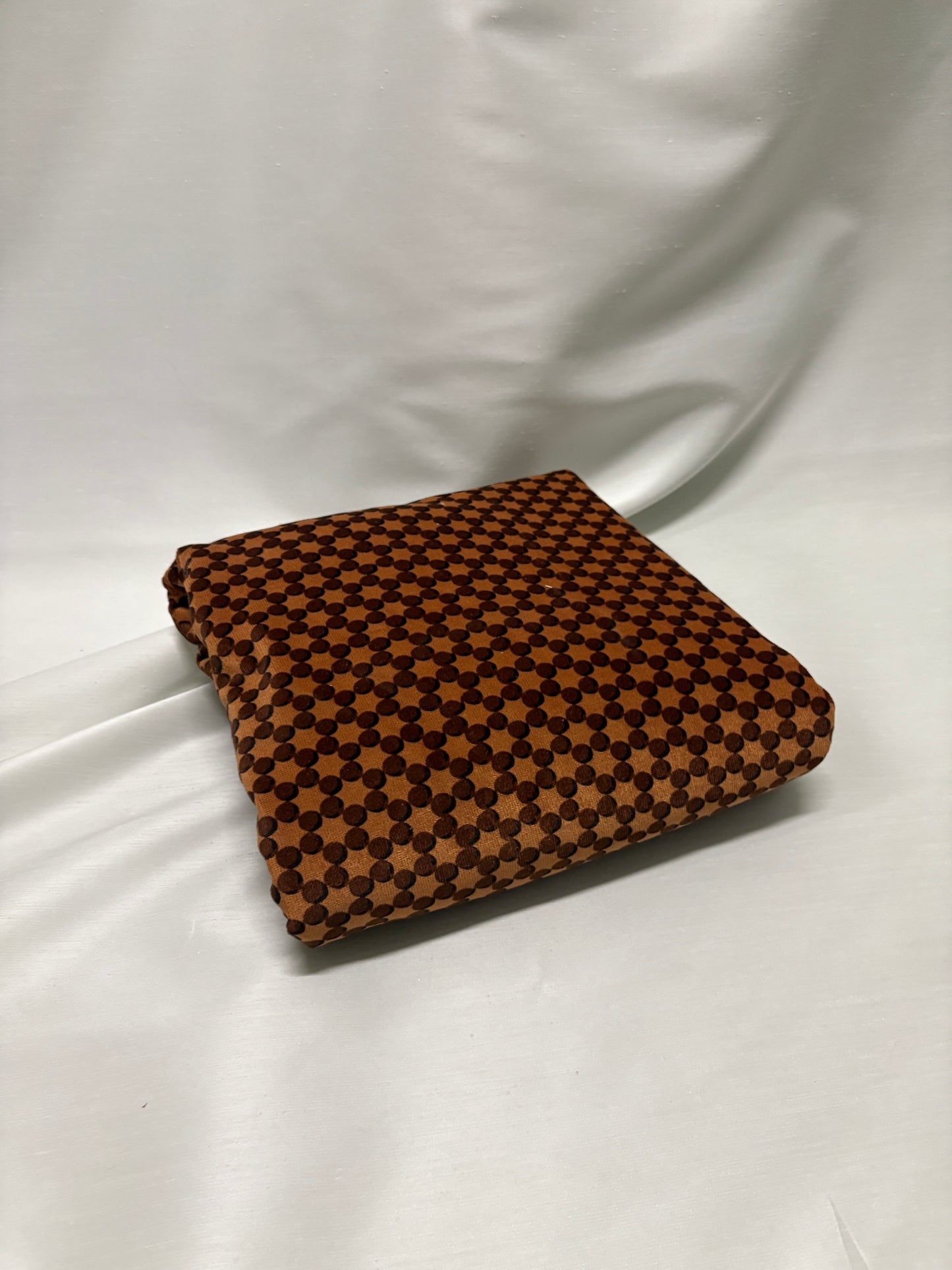 Orange dot patterned velvet fabric
