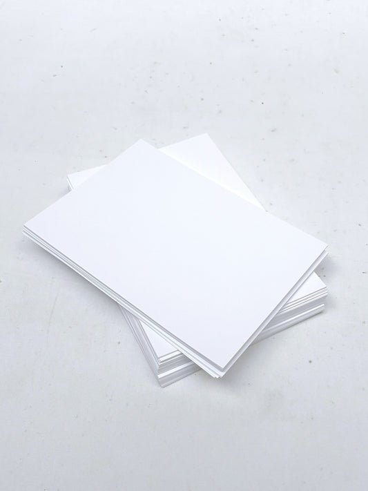 A stack of rectangular white paper
