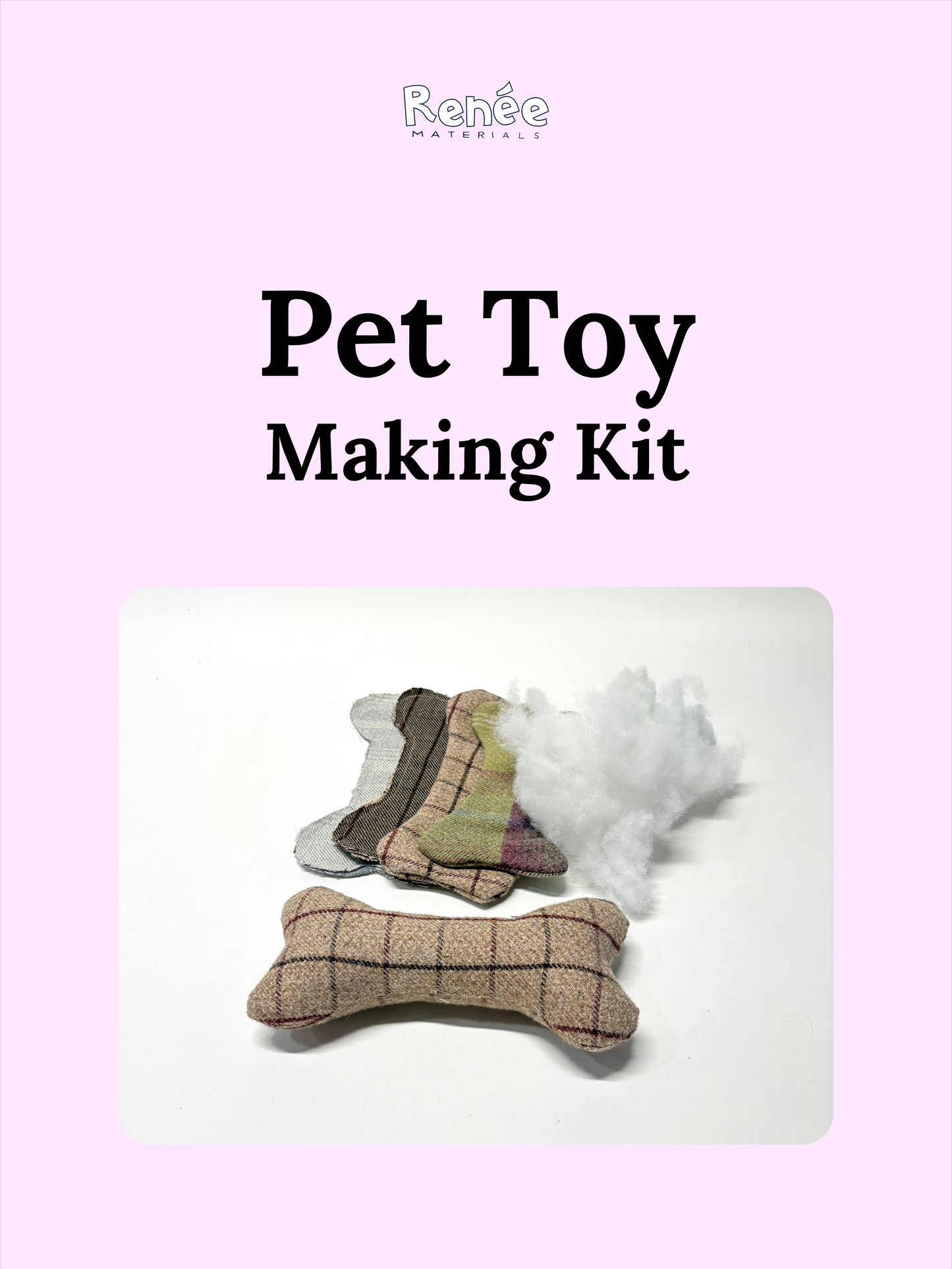 A poster of pet toy making kit with a picture of bone-shaped toys