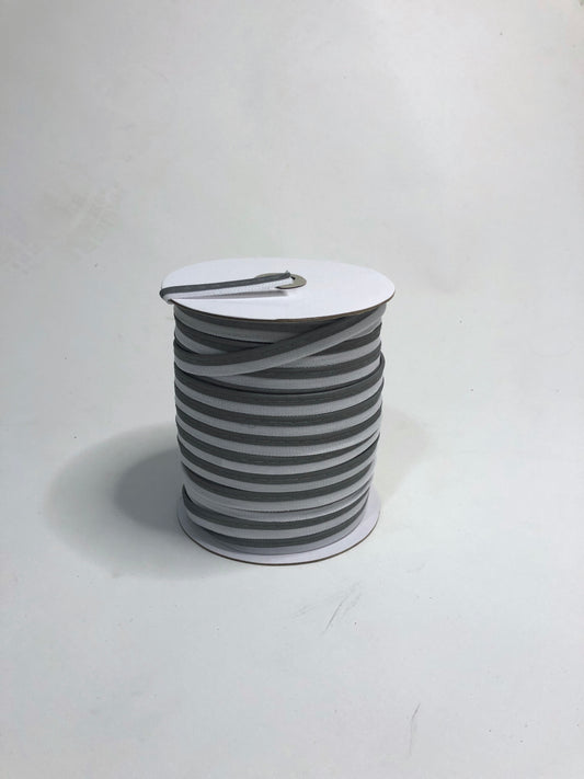 A roll of silver reflective piping tape 