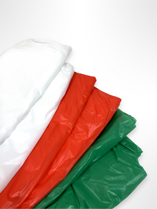 Plastic, Firm, White/Red/Green