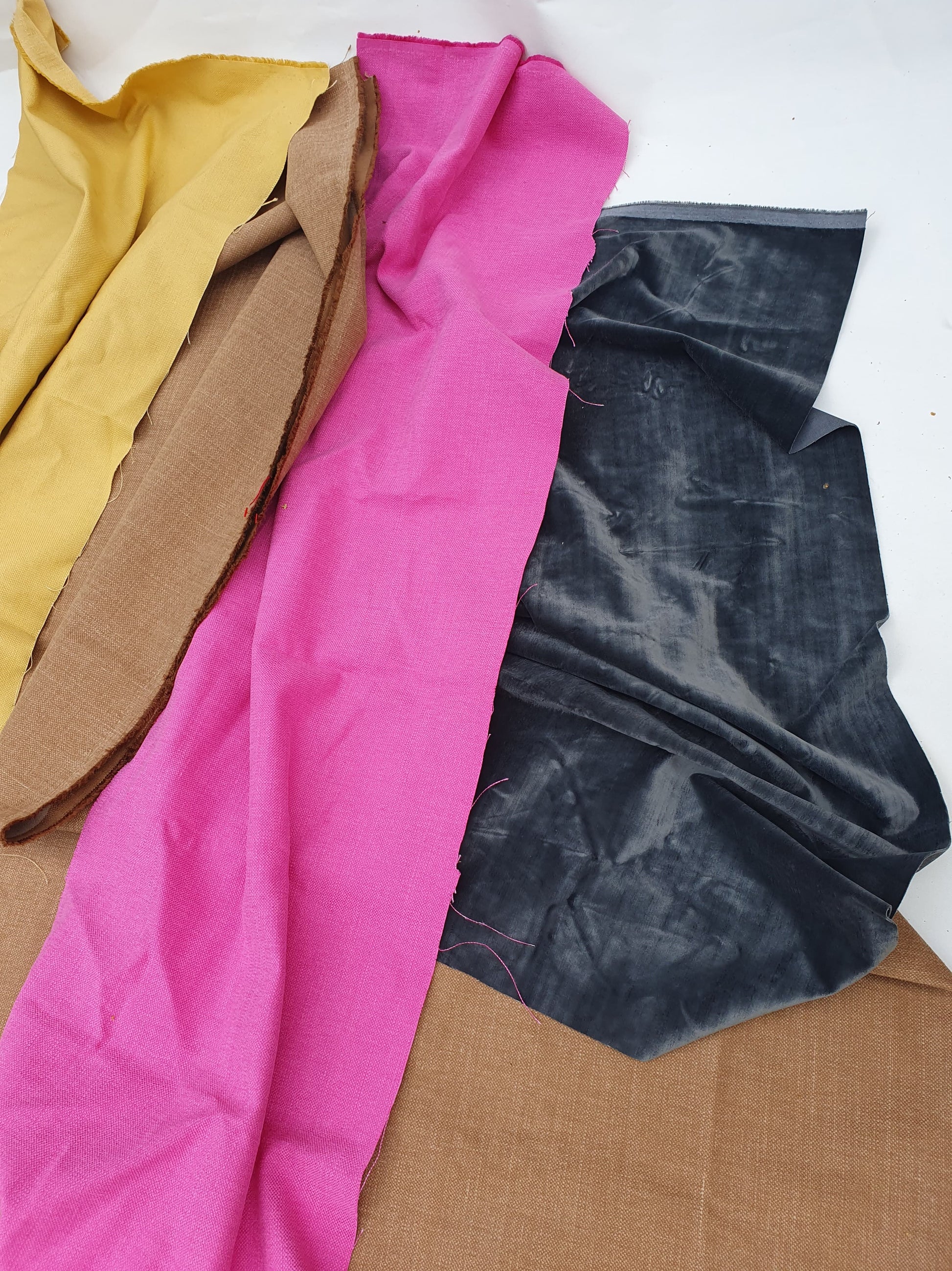 Unfolded 4 different types of plain fabrics