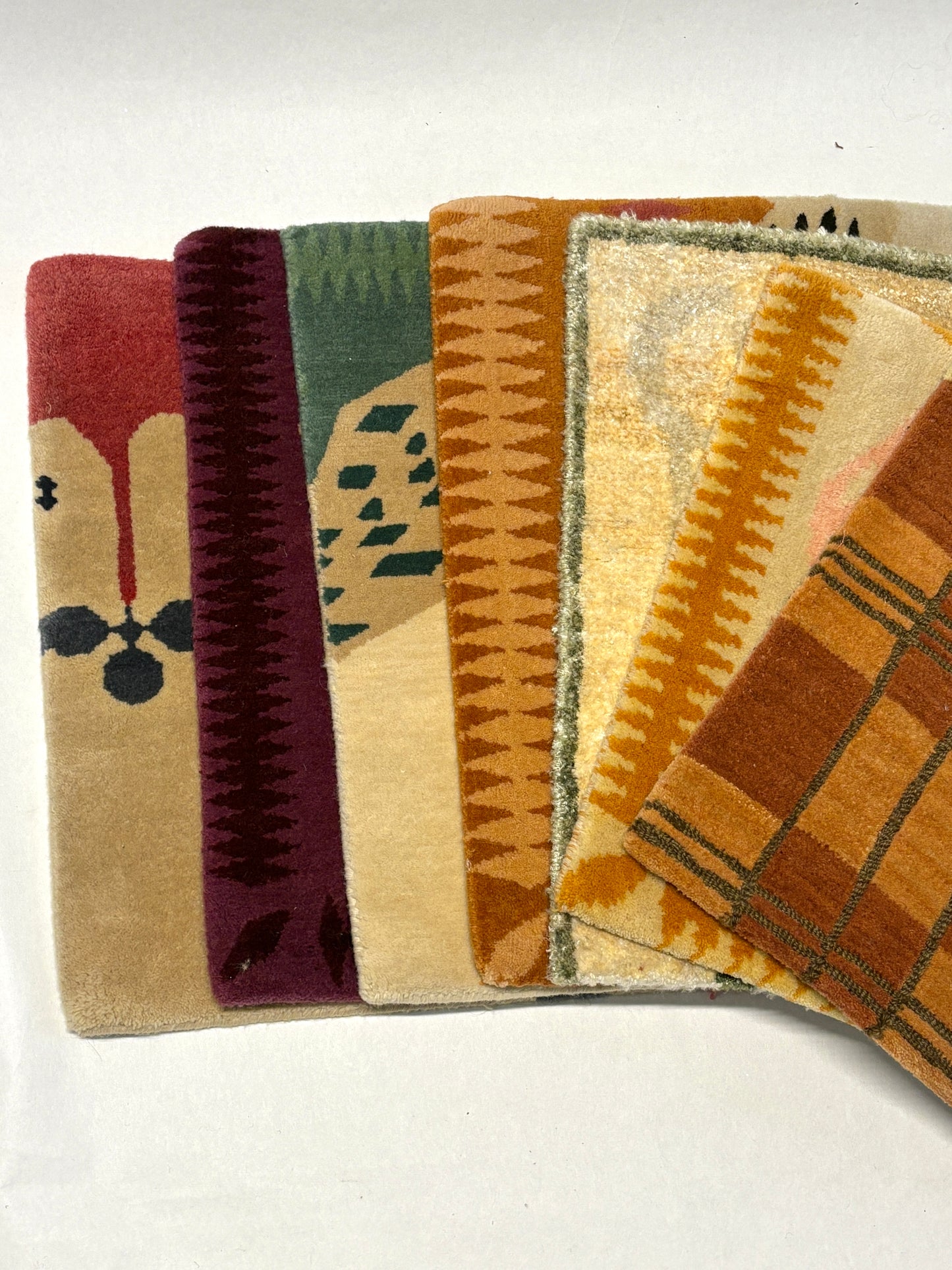 7 variety patterned rug samples
