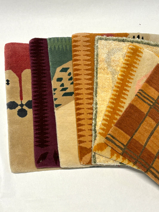 7 variety patterned rug samples