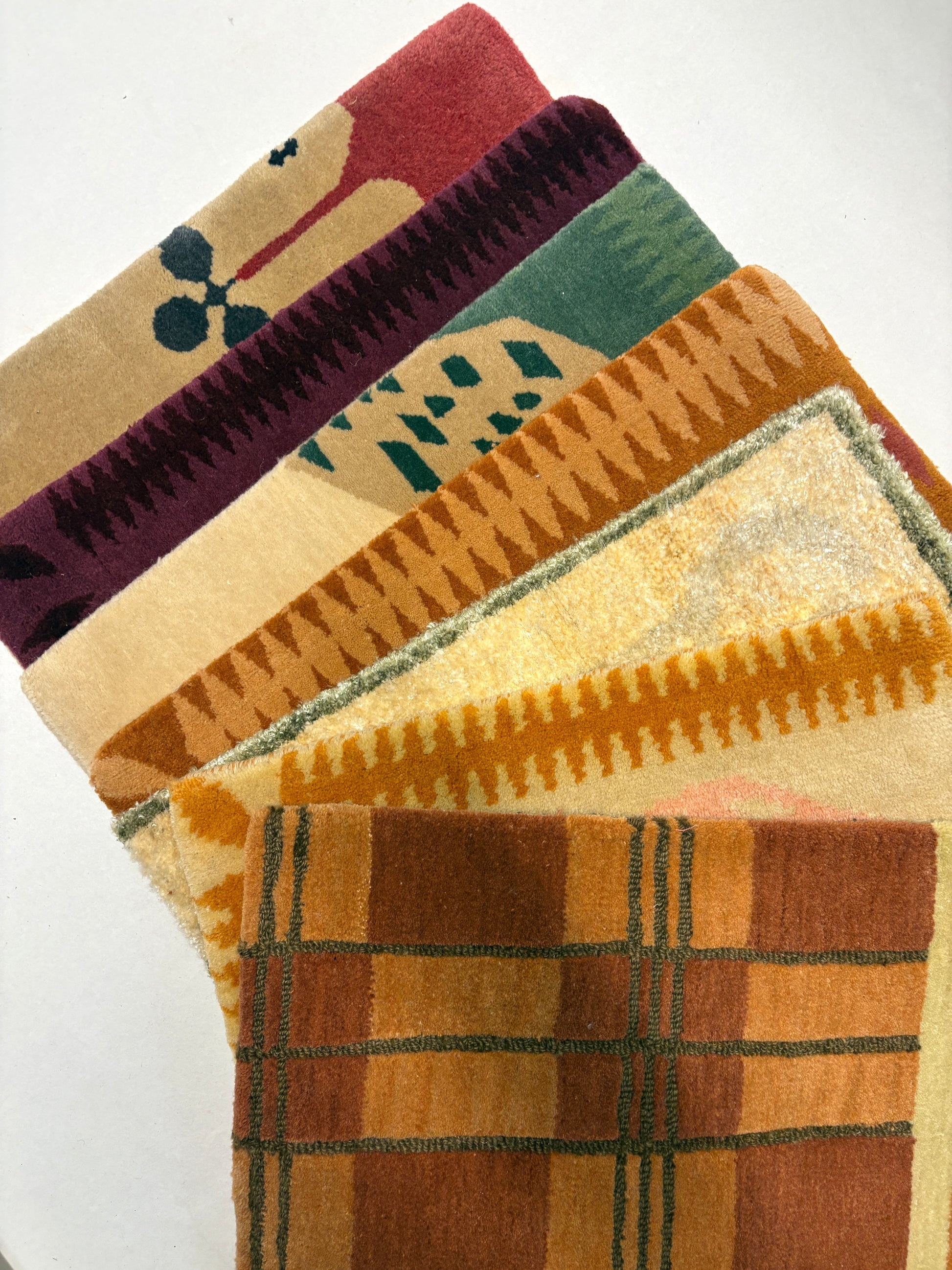 7 variety patterned rug samples