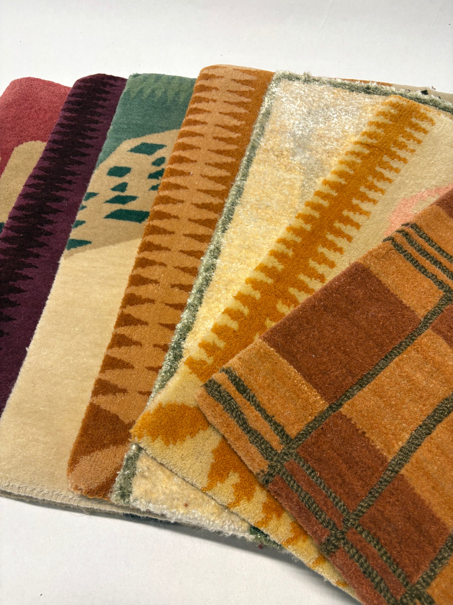 7 variety patterned rug samples