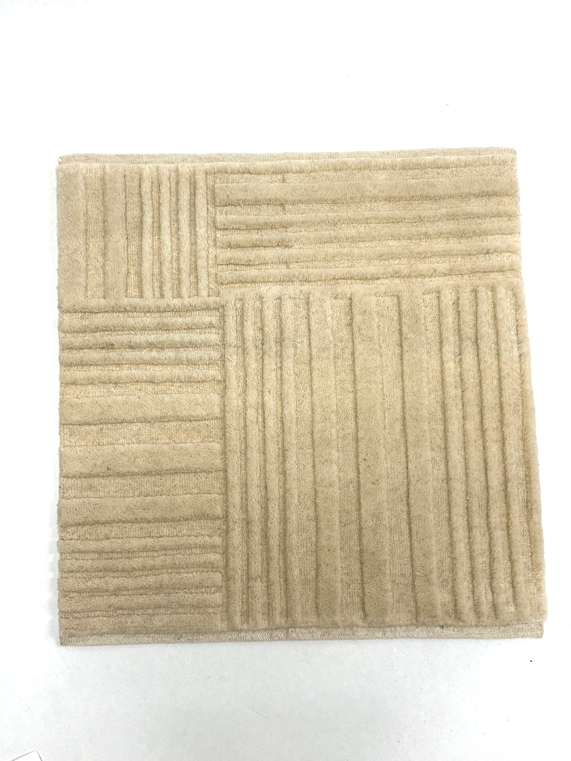Beige strips textured rug sample