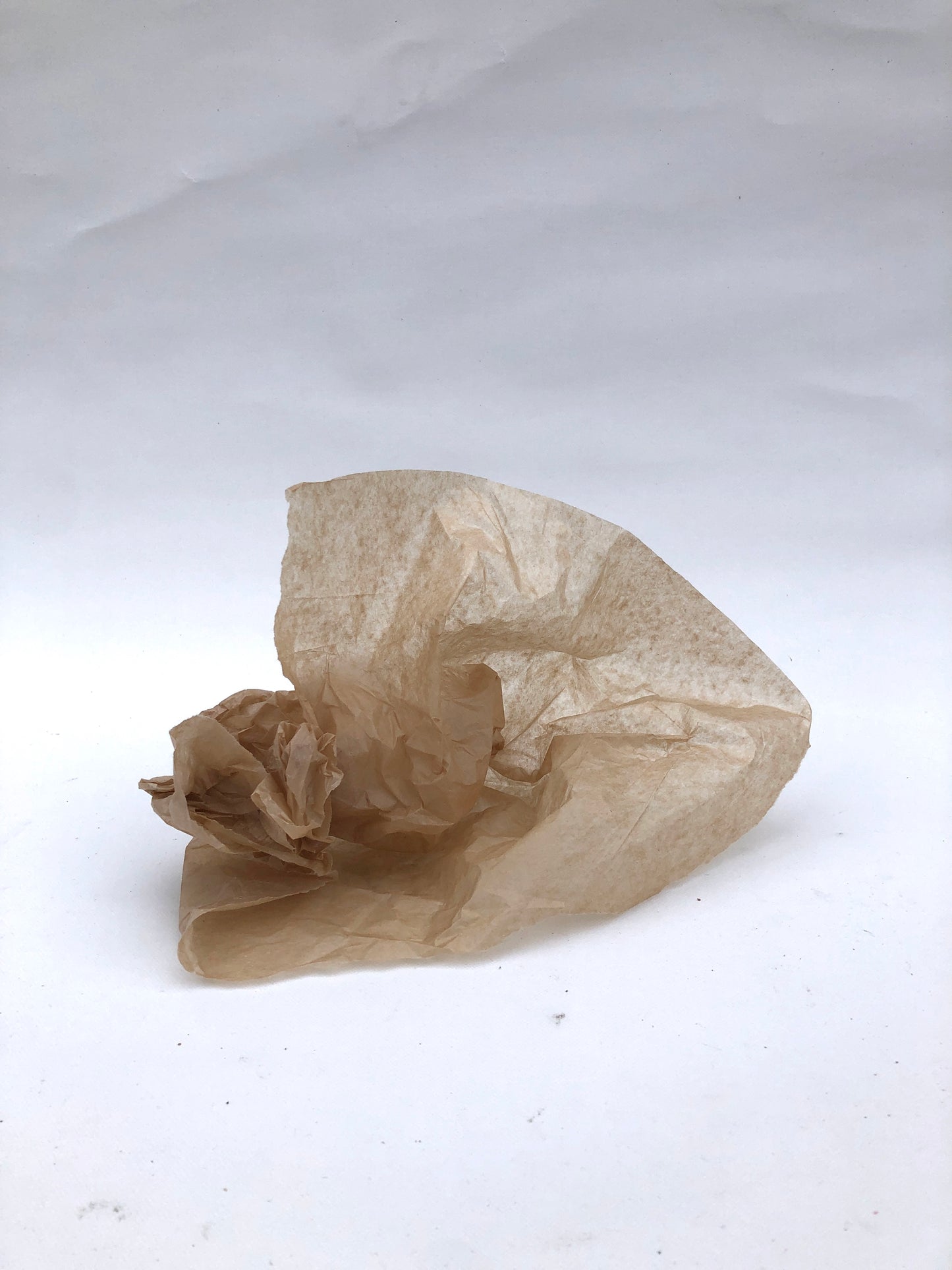 A crumpled piece of brown tissue paper 